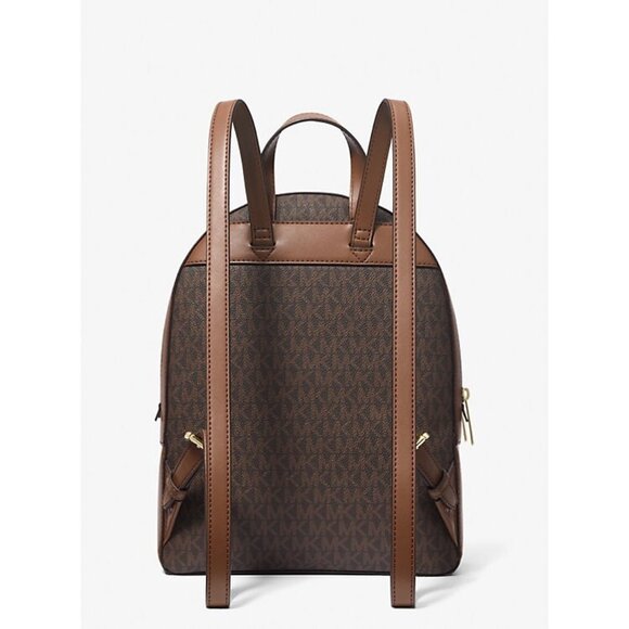 New Michael Kors Jaycee Medium Logo Backpack Brown - Picture 2 of 4